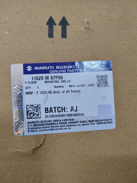 Maruti Suzuki mounting engine LH 11620M67P00, auto part, with visible mounting bracket and engine connection points.