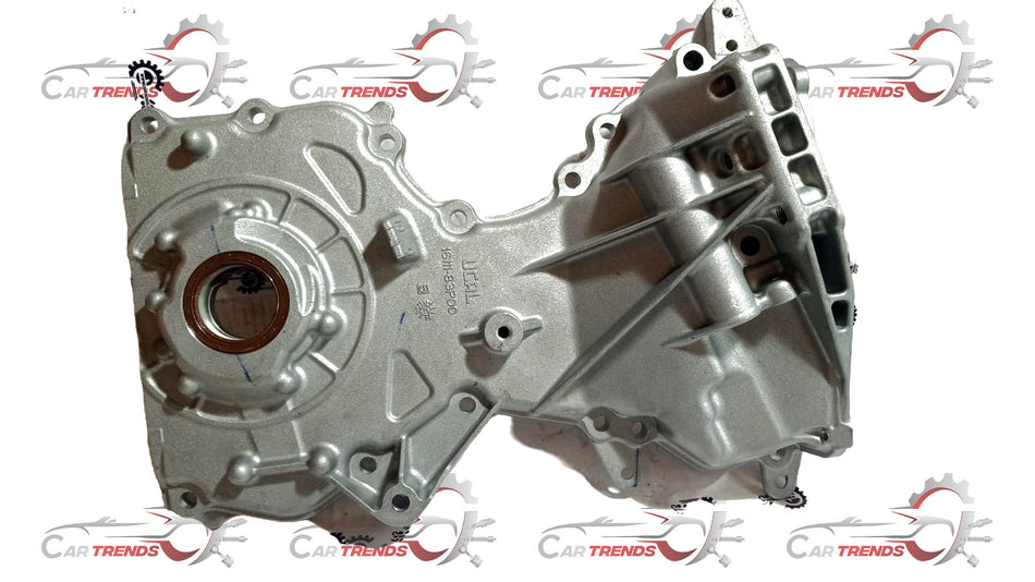 Maruti Suzuki Pump Assy Oil 16100M83P00 for vehicle engine, shown in the image with engine parts and branding.