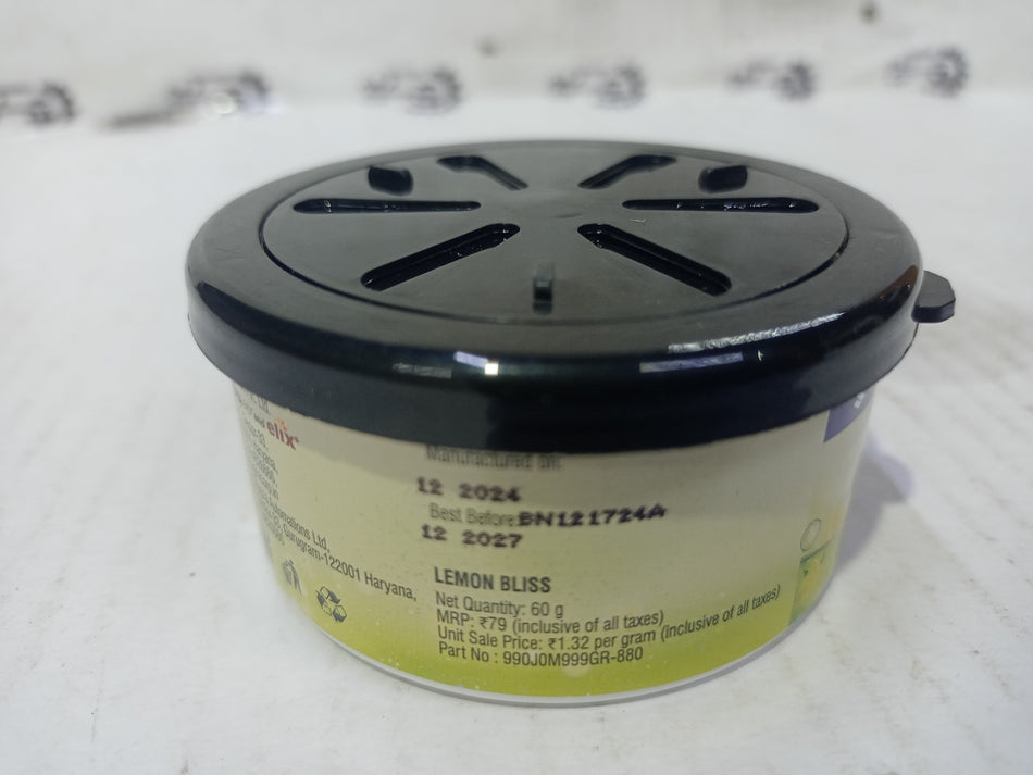 Maruti Suzuki Smart Pack Lemon Bliss Gel 990J0M999GR880 product image showing the packaging of lemon-scented gel for vehicle use.