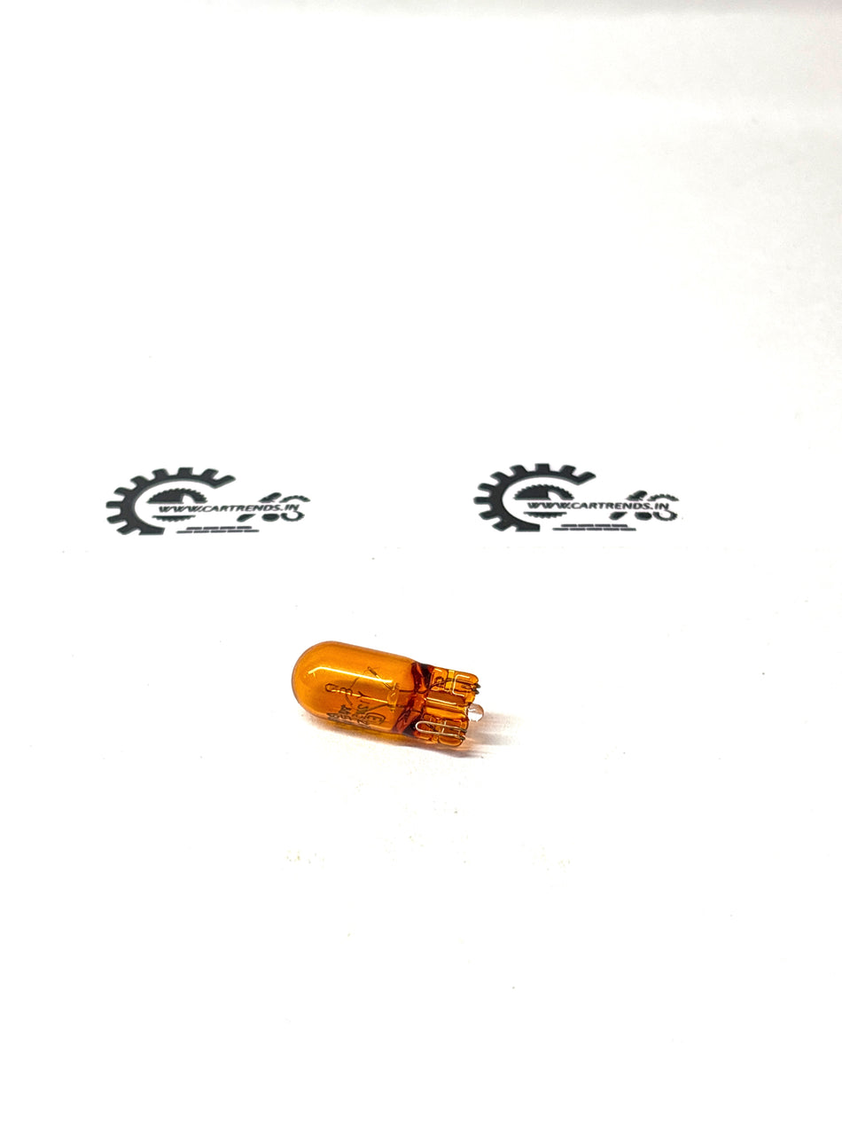 Universal wedge base bulb for Nissan vehicles, shown in a close-up view with a clear focus on the bulb's connector.