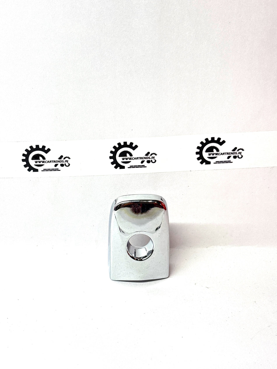 Nissan outside escutcheon, black plastic cover with mounting clips for vehicle door or window trim.