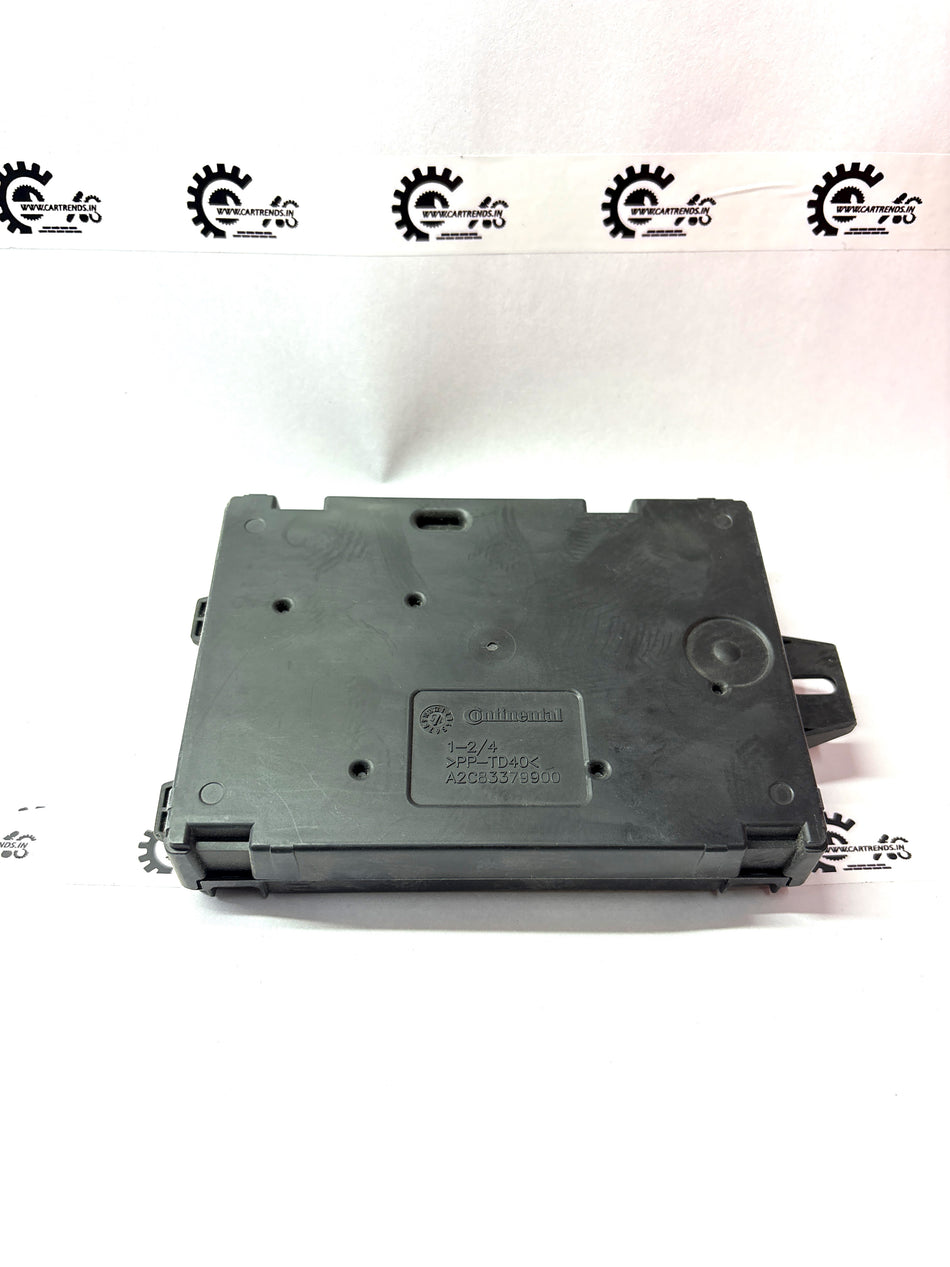 Nissan BCM controller assembly for Duster vehicle, showing the electronic module with connectors and circuit components.