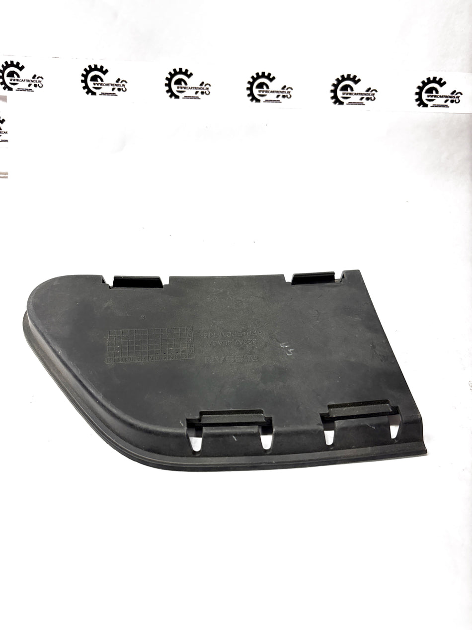 Front bumper cover for Datsun Go by Nissan, shown in black with smooth finish and mounting points.