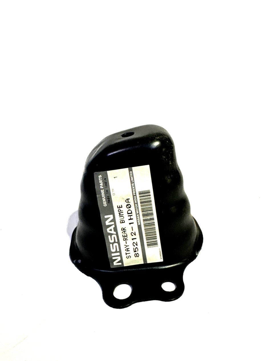 Nissan Micra rear right bumper stay, Nissan brand, automotive metal part for bumper attachment, model-specific replacement component.