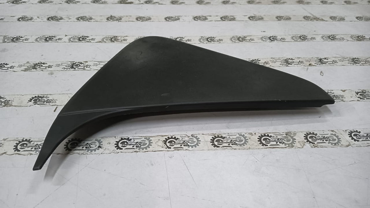 Nissan Datsun Redi Go front door corner garnish, vehicle body trim, in black finish, with mounting details visible.