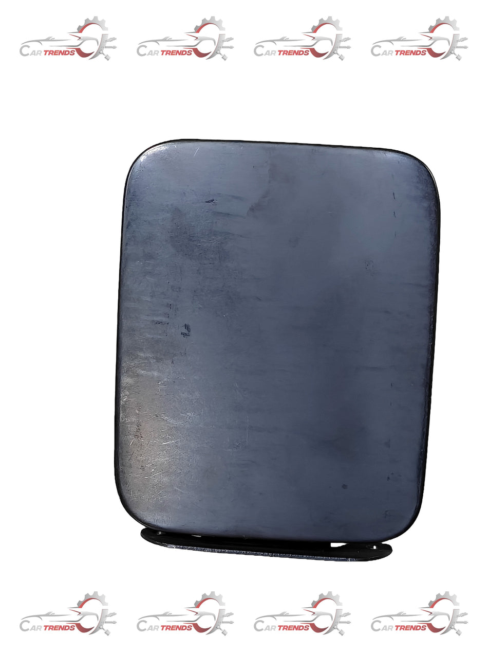 Hyundai fuel filler door assembly, automotive replacement part, showing the black exterior cover for Hyundai vehicles.