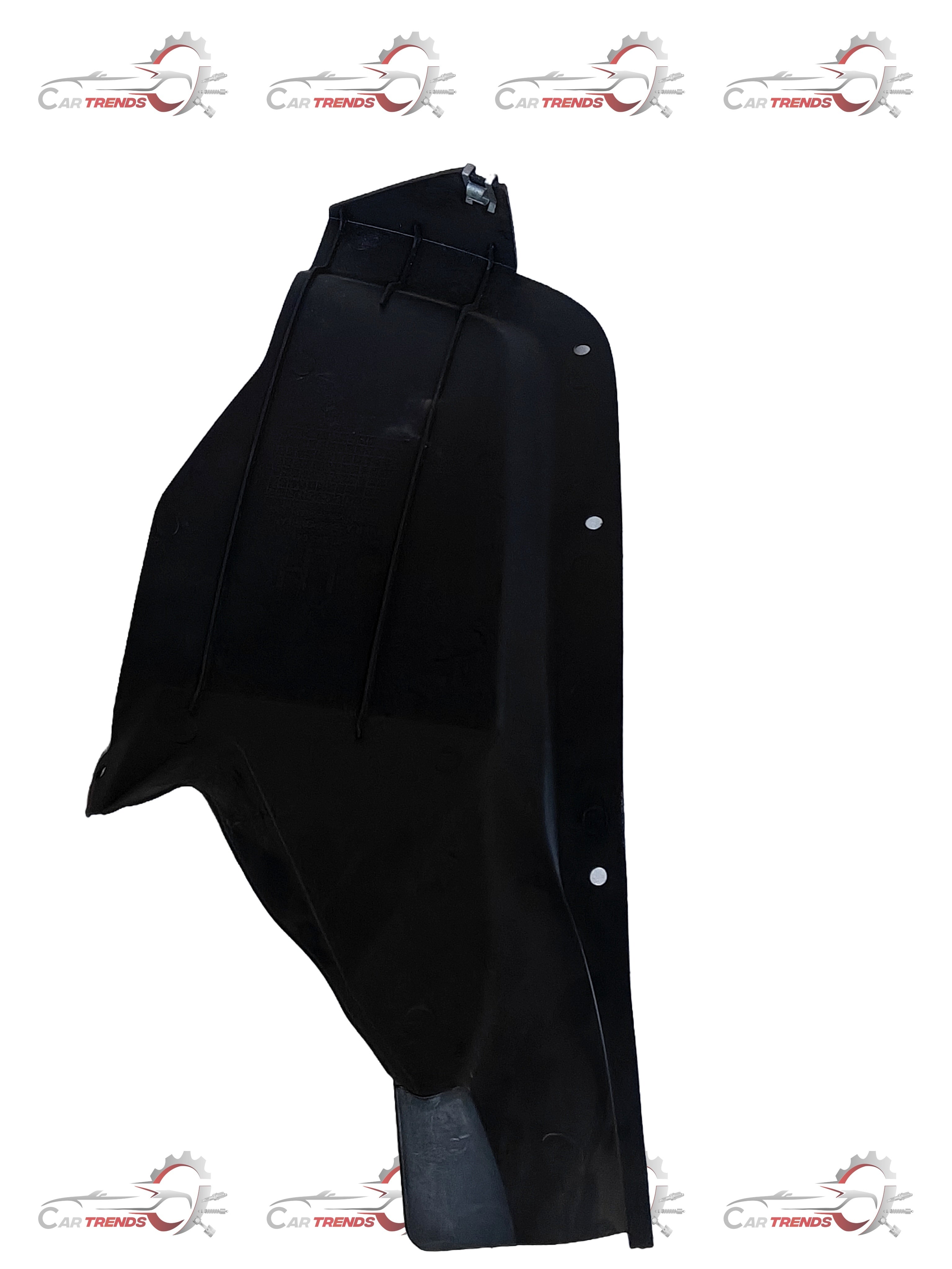 CarTrends rear fender lining for Optra 1.6 left side, showing the durable black plastic panel with mounting clips and contours for fit.
