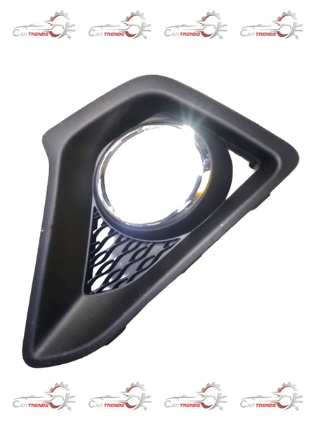 Hyundai Grand LH fog lamp cover open style, black plastic, fits model 86527B4000, detailed view of fog lamp cover for Hyundai I10.