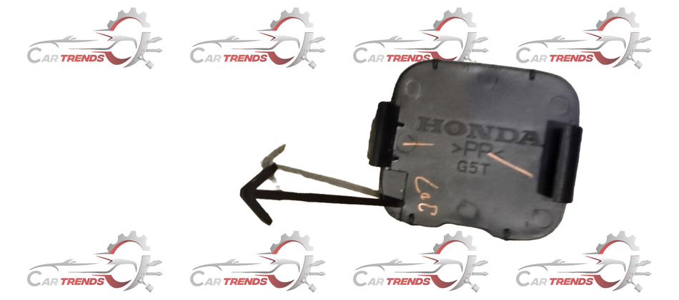 Honda COVER.FR towing hook 71104SEMK10ZZ mounted on Honda vehicle, close-up of the black metal hook and mounting area.
