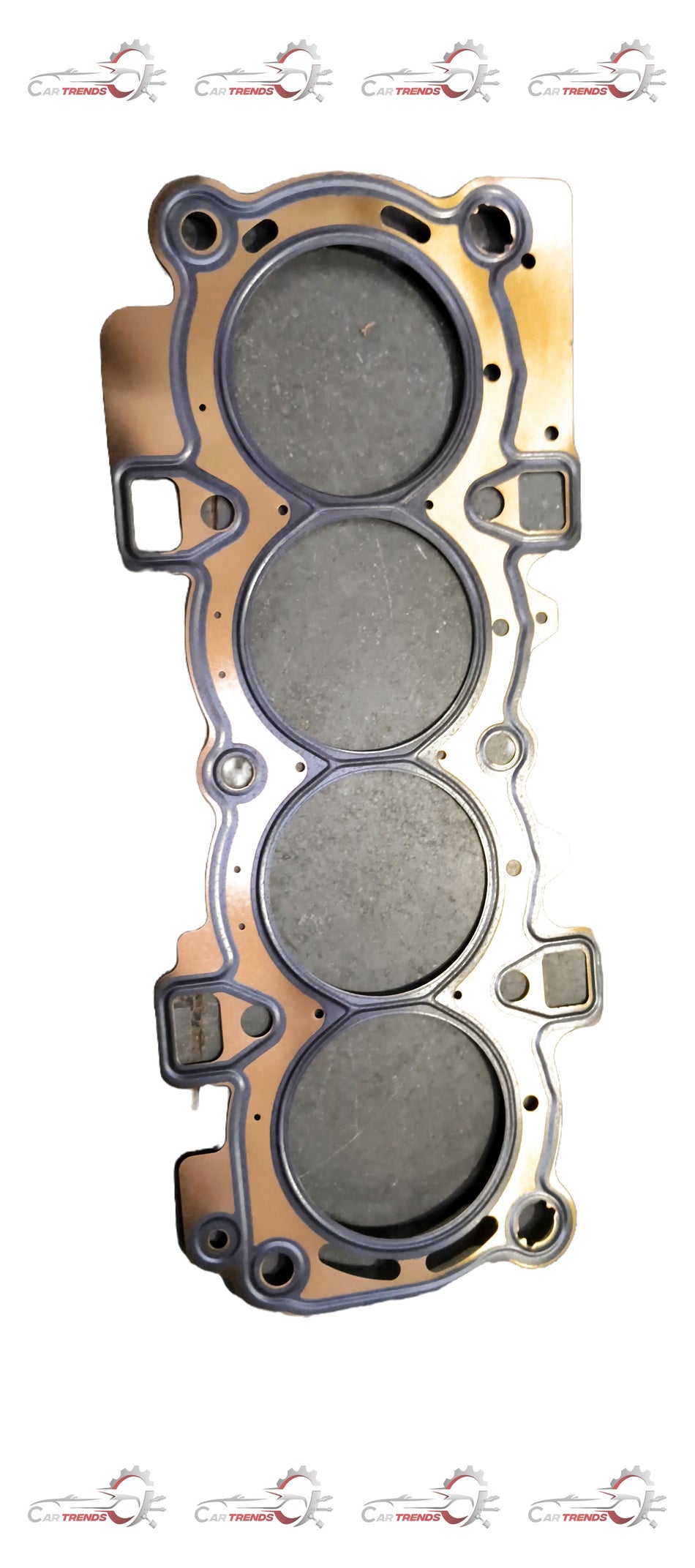 Ford cylinder gasket HE8Z6051A, automotive engine part showing a new gasket with detailed sealing surface and bolt holes.