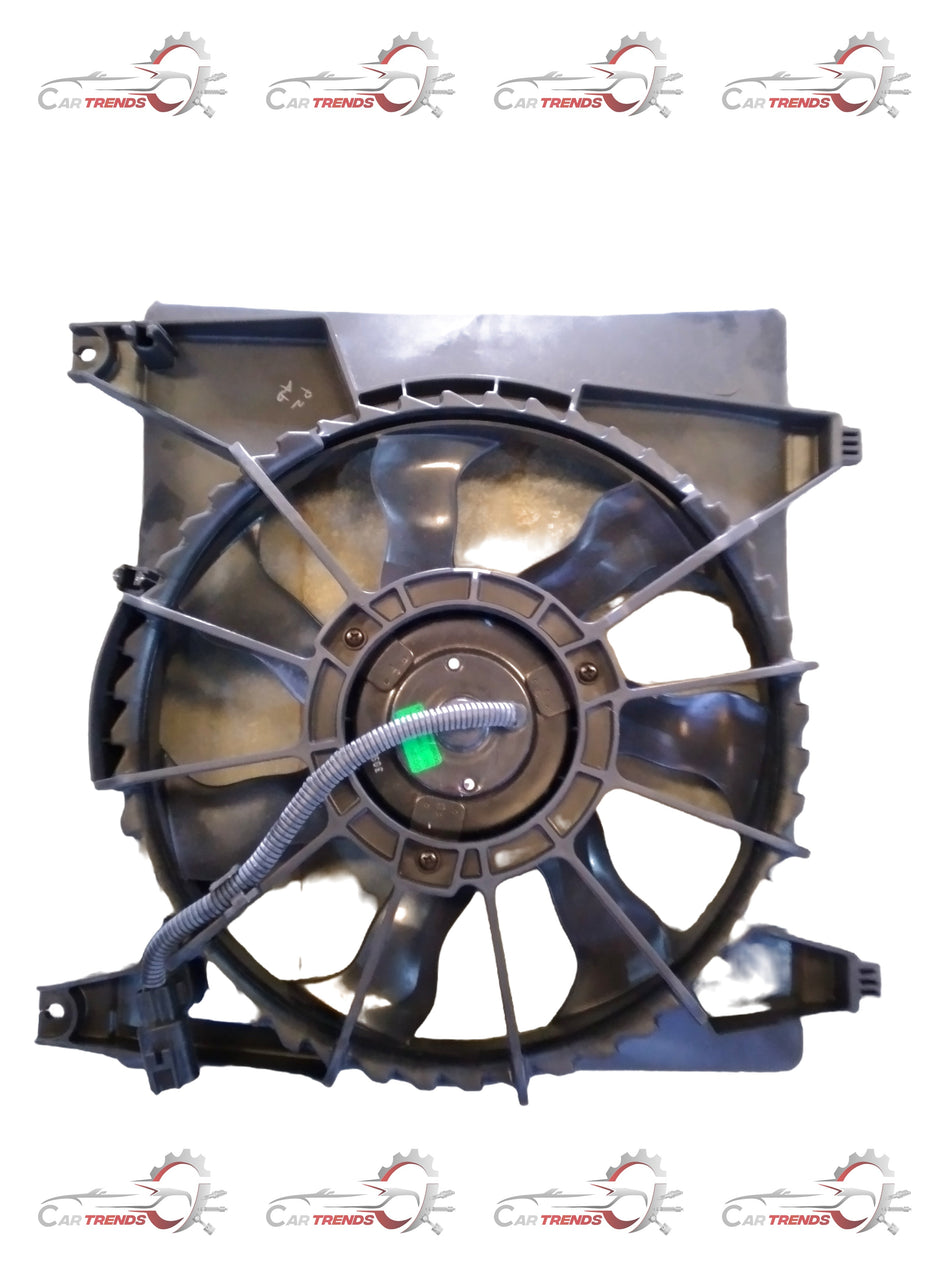 Hyundai blower assembly part 253804N000 showing the engine-side view with black plastic components and mounting brackets.