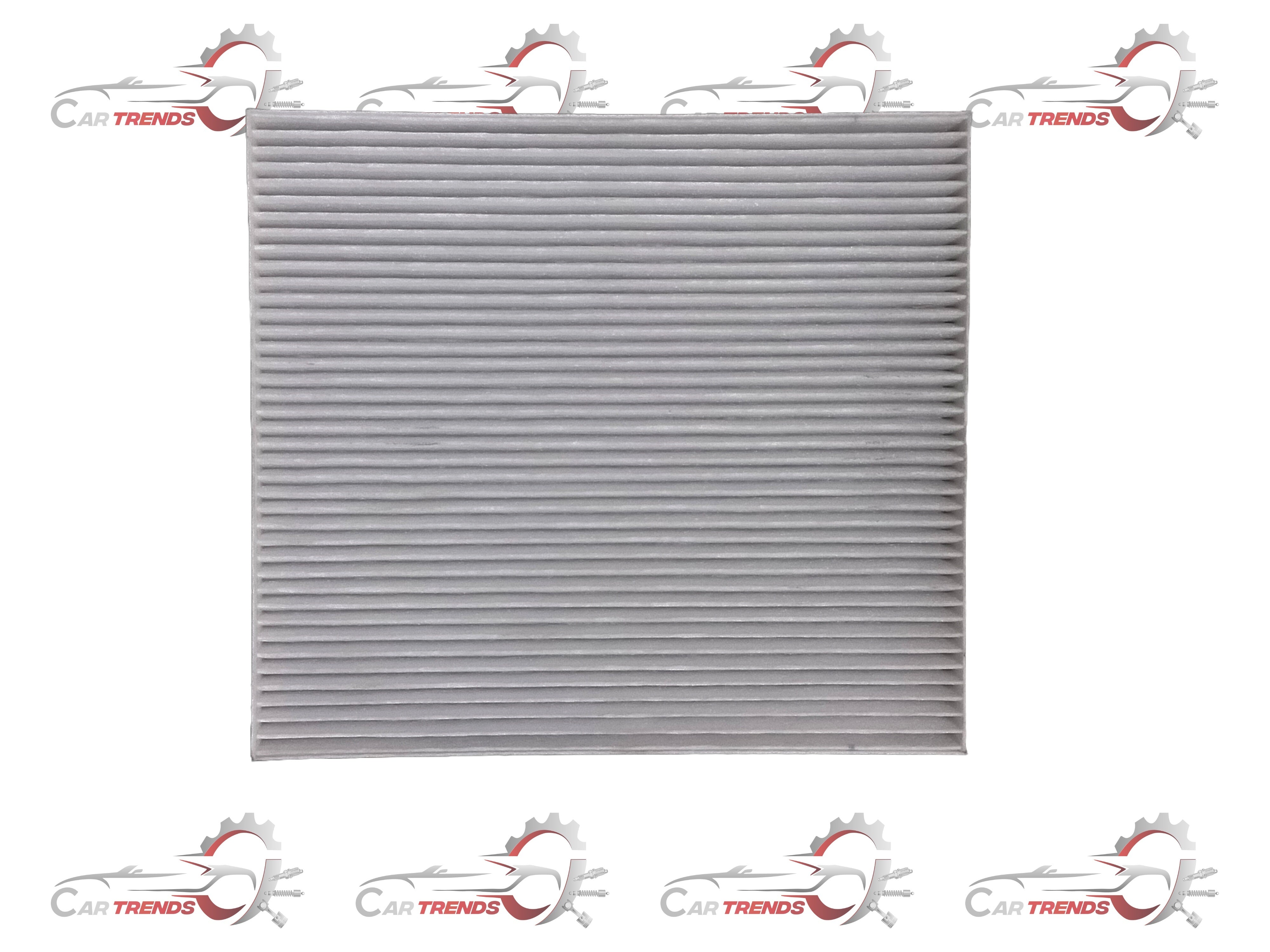 Hyundai i20 Active CarTrends AC filter, clean and new, showing the rectangular filter with pleats and frame for vehicle ventilation.