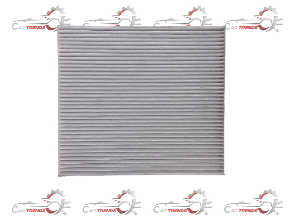 Hyundai i20 Active CarTrends AC filter, clean and new, showing the rectangular filter with pleats and frame for vehicle ventilation.