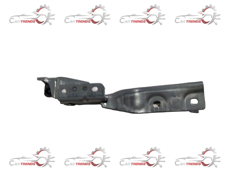 Maruti Suzuki hinge component for front hood, showing metallic hinge with mounting points on a white background.