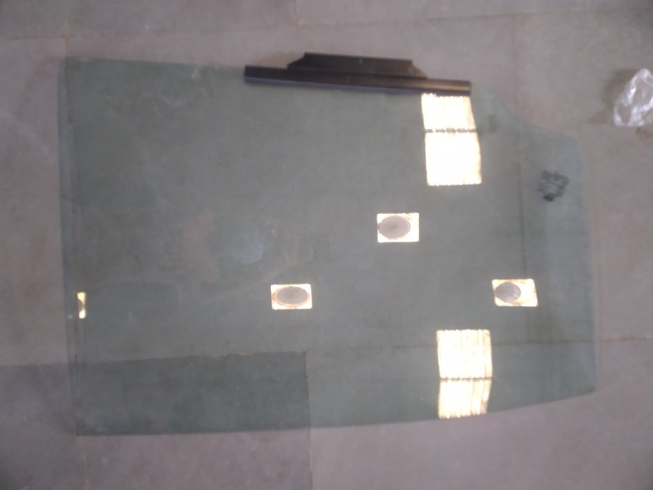 Hyundai rear door glass assembly for right side, showing the clear glass panel and door frame with hardware components.
