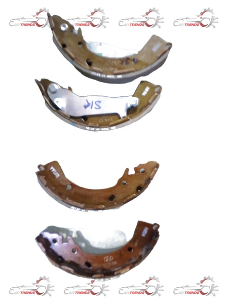 Hyundai Grand i10 parking brake shoe set by CarTrends, showing new brake shoes for parking brake system replacement.