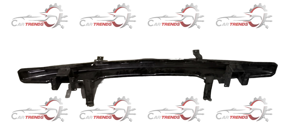 Hyundai rear bumper rail assembly spare part, showing the metal bumper support with mounting points in a detailed close-up image.