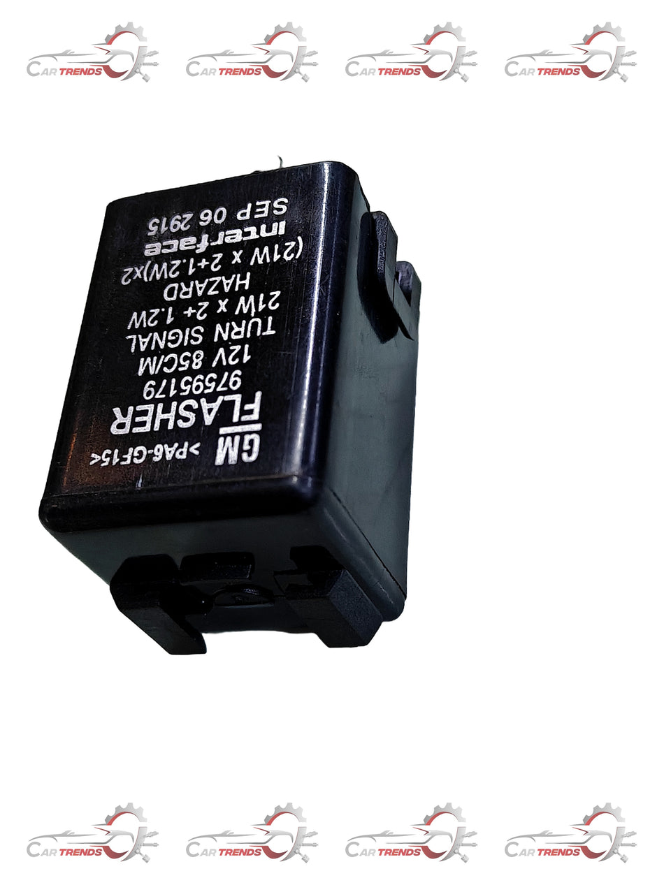 General Motors Tavera flash warning light unit, replacement part for T97595179, with electrical connectors and mounting details.