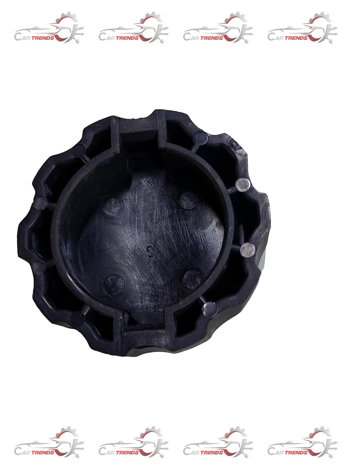 General Motors CAP Reservoir Spark J96408235, automotive engine component with black plastic cap and reservoir body.