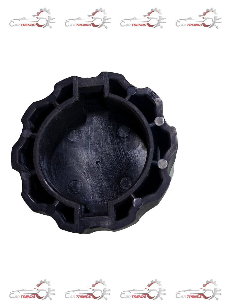 General Motors CAP Reservoir Spark J96408235, automotive engine component with black plastic cap and reservoir body.