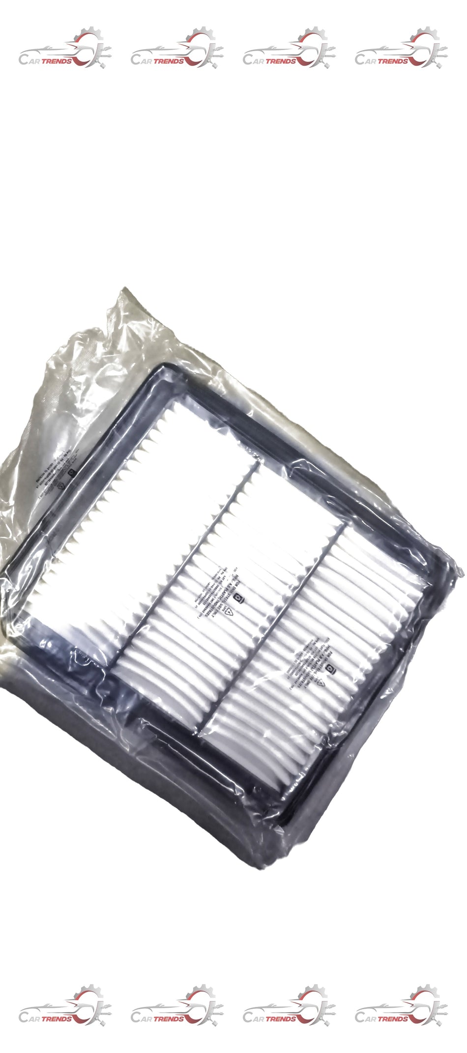Maruti Suzuki Baleno type 3 petrol air filter showing the clean, rectangular filter element with plastic frame in a close-up shot.