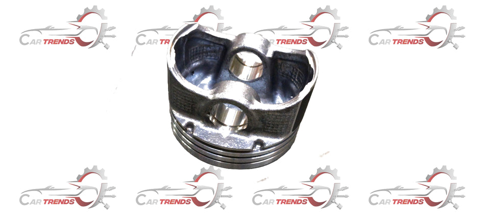 Maruti Suzuki piston part 12111M76M00, close-up view showing metallic surface and detailed machining for engine performance