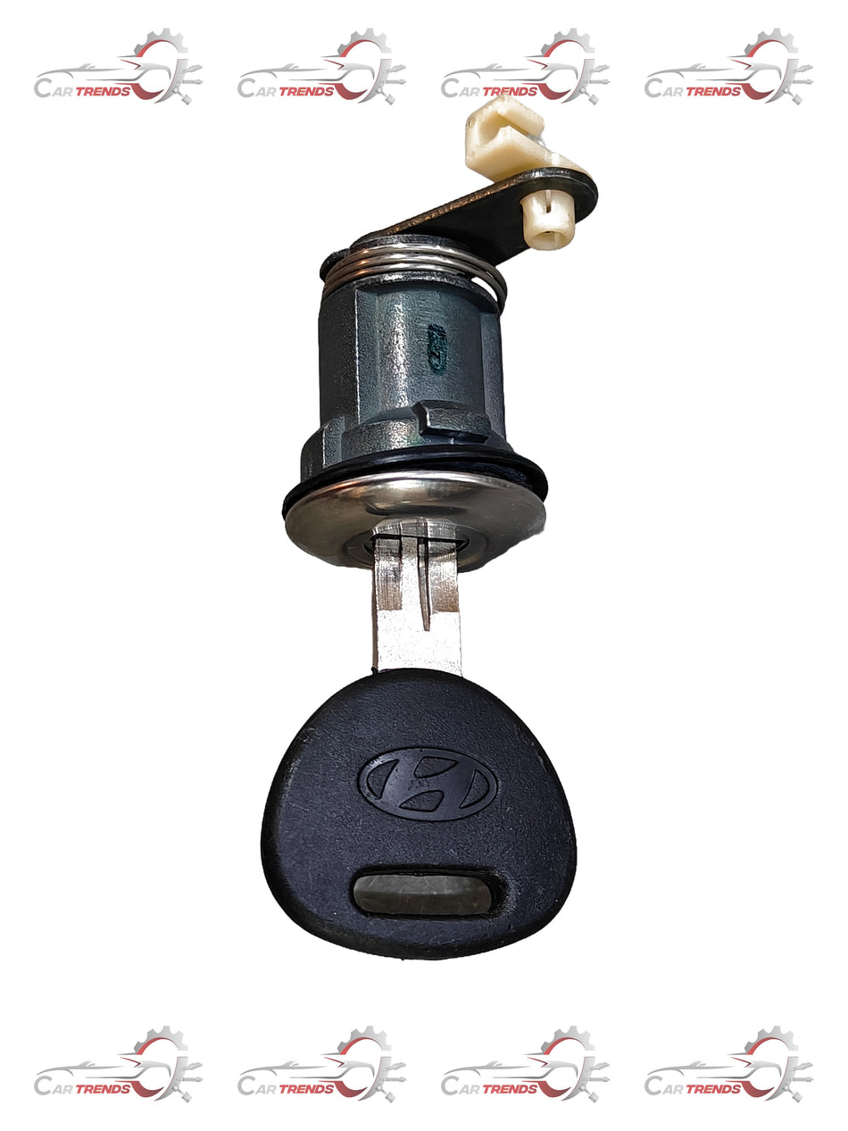 Hyundai front left door lock assembly with key mechanism, showing metal latch and locking components.