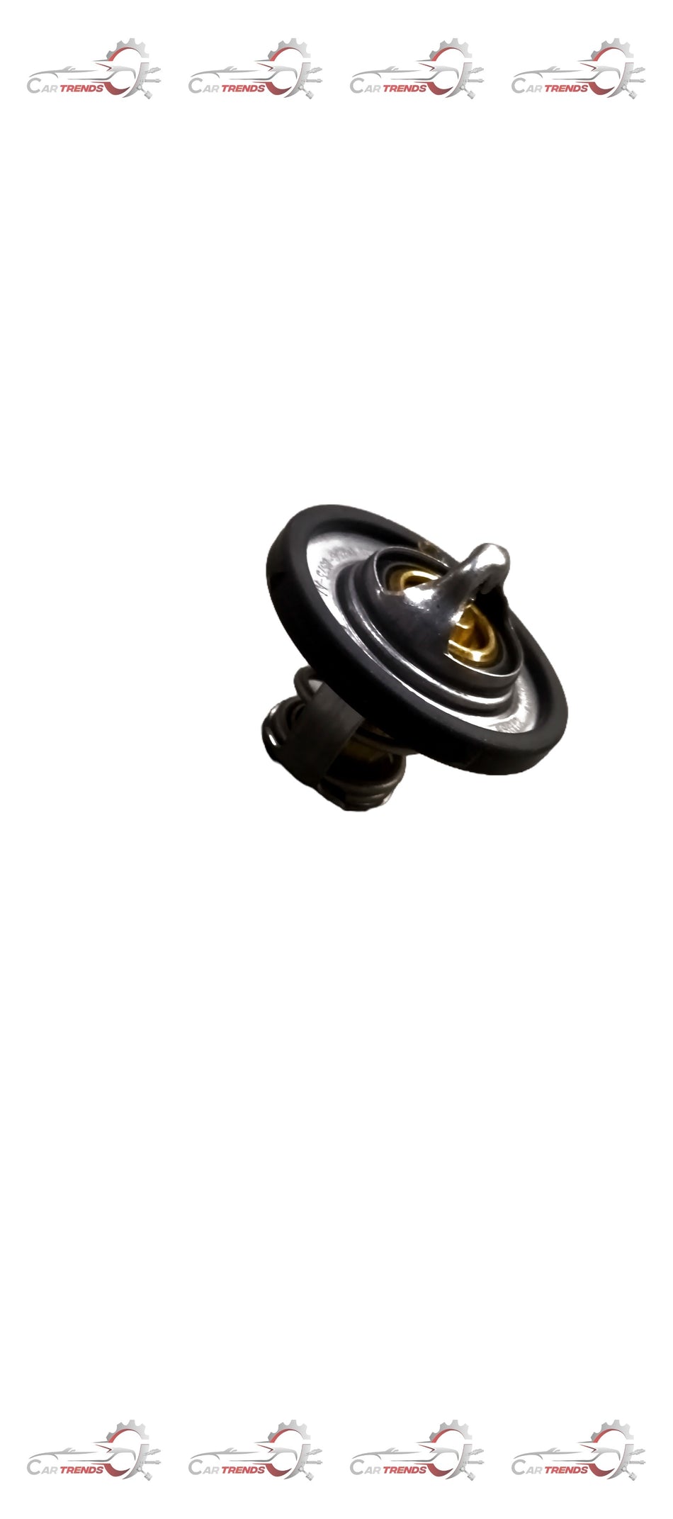 Ford DM5G8575AA thermostat assembly showing the metal housing and connector for vehicle cooling system.