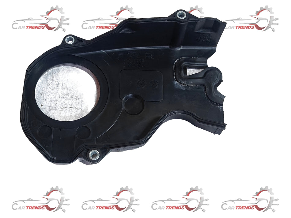 Hyundai timing chain and timing belt cover for Getz model, showing the black plastic engine component with mounting points.