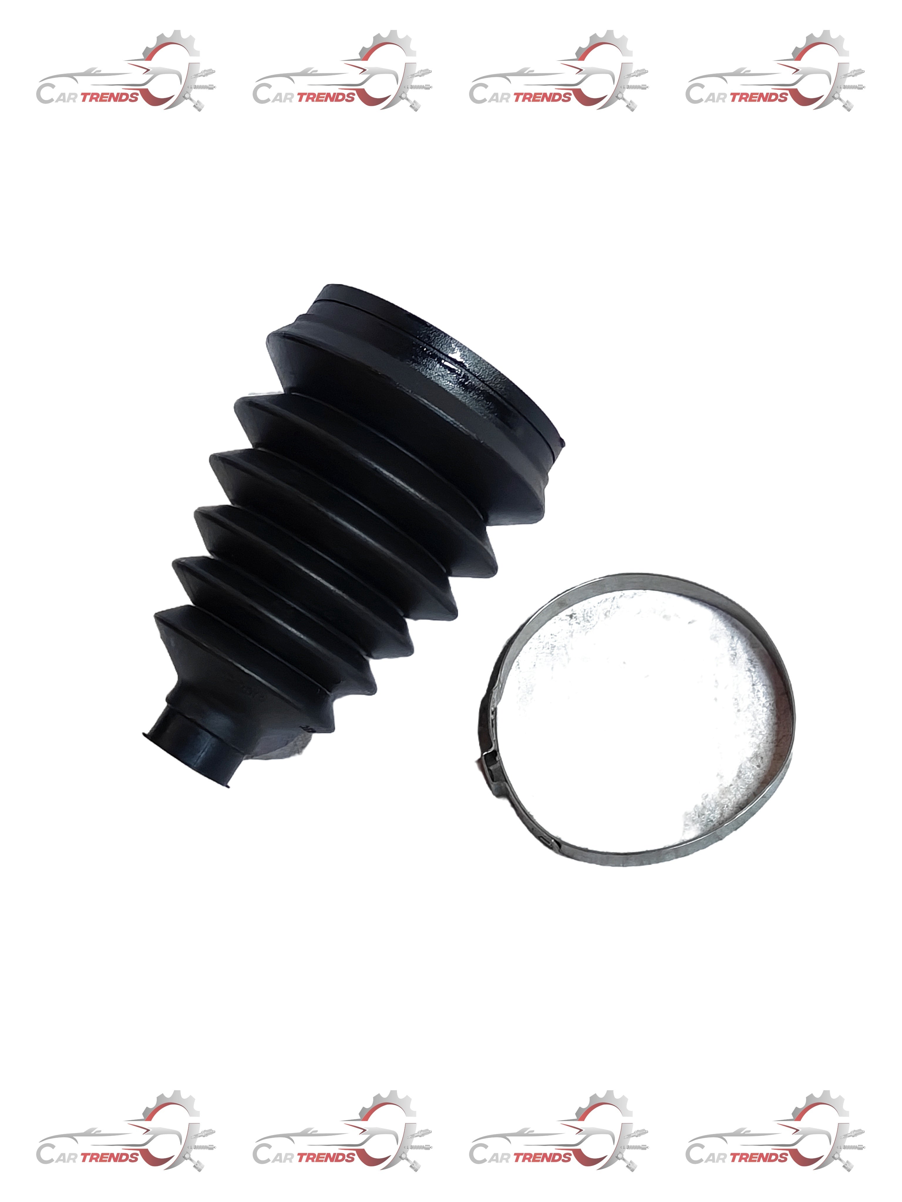 CarTrends Optra boot set spare parts, showing various black rubber and plastic components for vehicle trunk assembly.