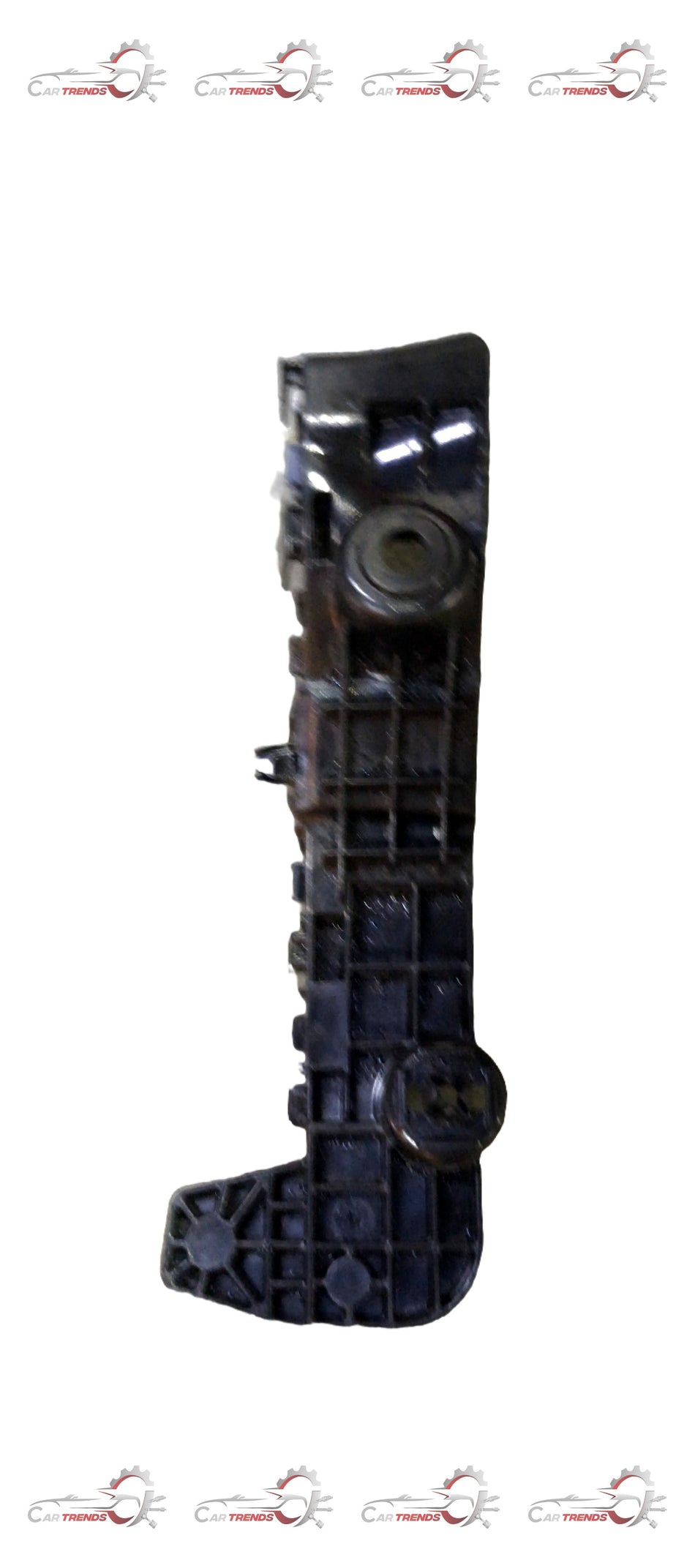 Maruti Suzuki HOLDERFR bumper side part, black plastic with mounting points, for vehicle front or rear bumper assembly.