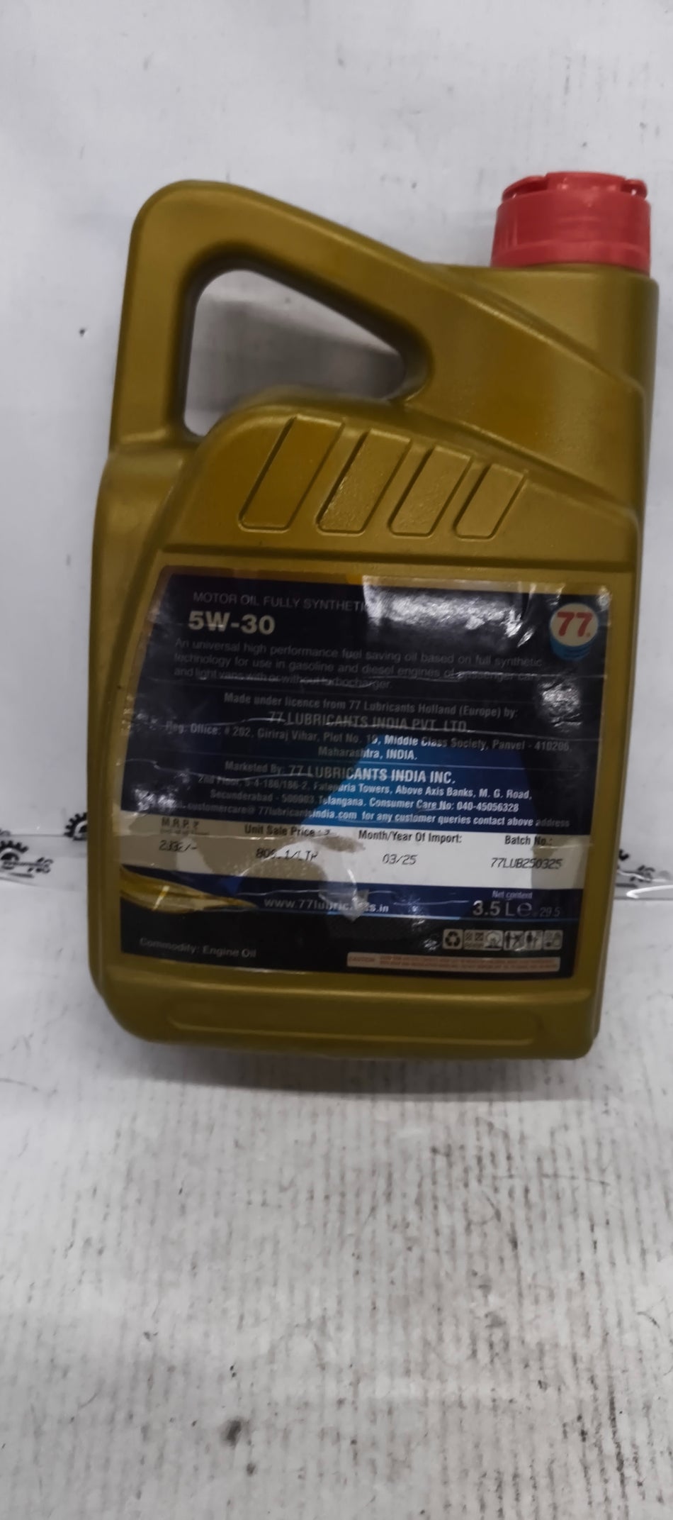77 LUBRICANTS 47721 TOUR STARPRO 5W30SS 3.5*4 77LUB47721 - Back view
