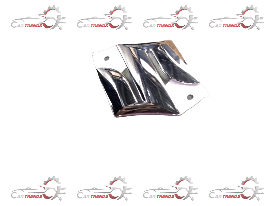 Chrome Maruti Suzuki EMBLEM S badge, car emblem logo for Maruti Suzuki vehicle, shown in close-up image.
