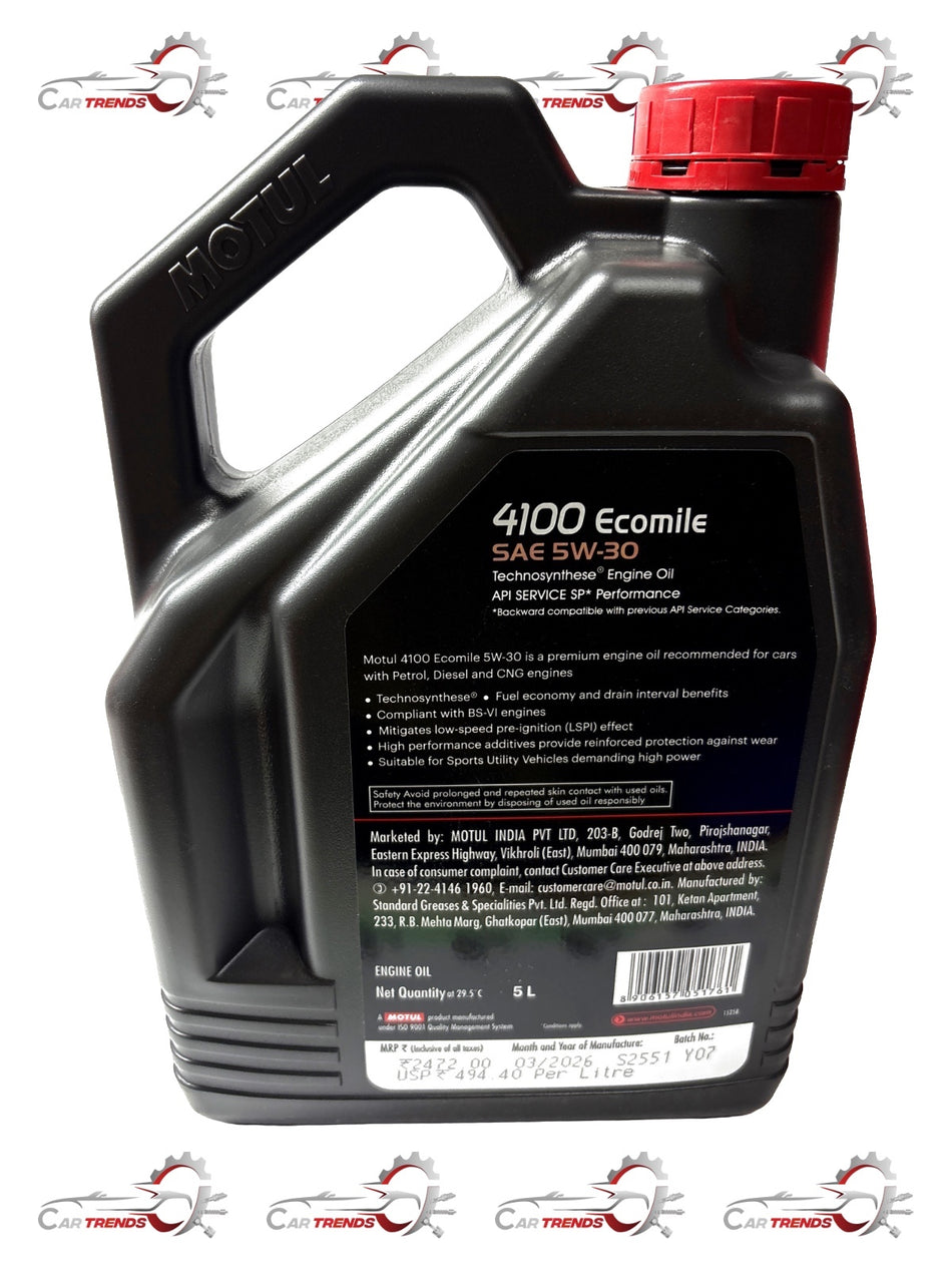 MOTUL ECOMILE 5W30 4100 5 LTR | Universal | #5W30 MOTUL 5LTR 5W30 MOTUL 5LTR - Back view