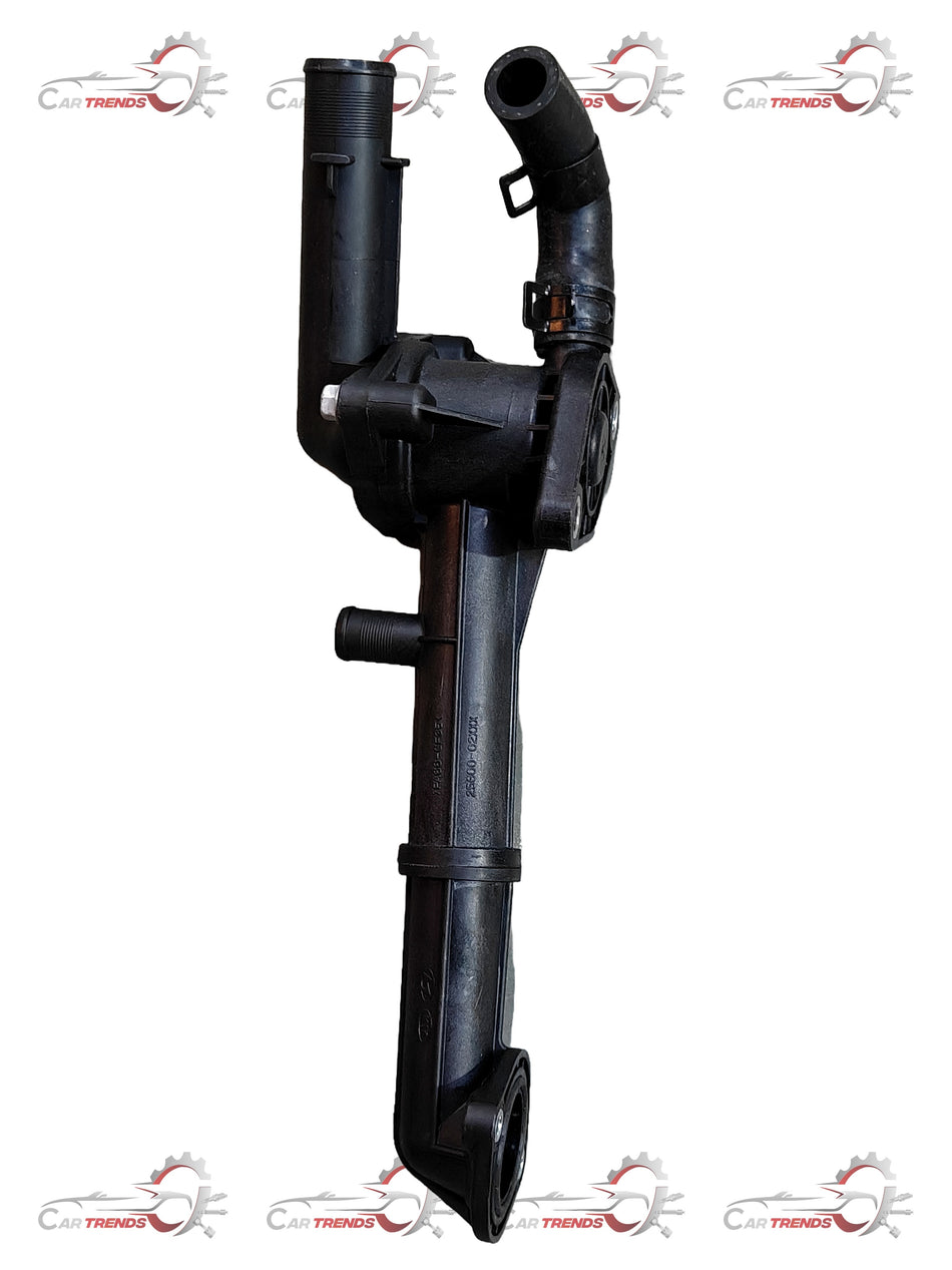 Hyundai coolant temperature control assembly, part 2560002466, showing the metallic sensor and wiring connected to the engine cooling system.