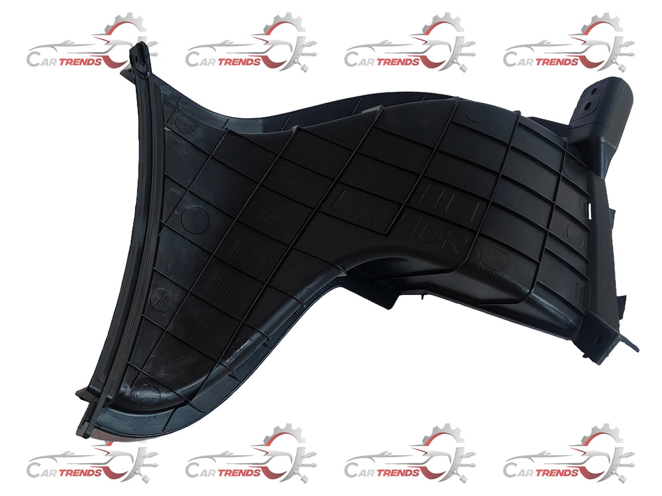 Hyundai CarTrends front bumper air duct for left side, showing the sleek, black plastic vent with mounting points.
