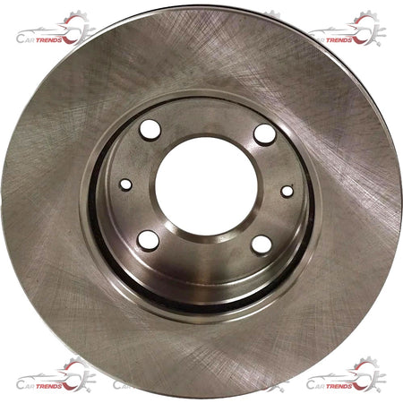 Hyundai I10 front brake disc by CarTrends, showing a shiny metal disc with vented cooling fins, ready for installation.