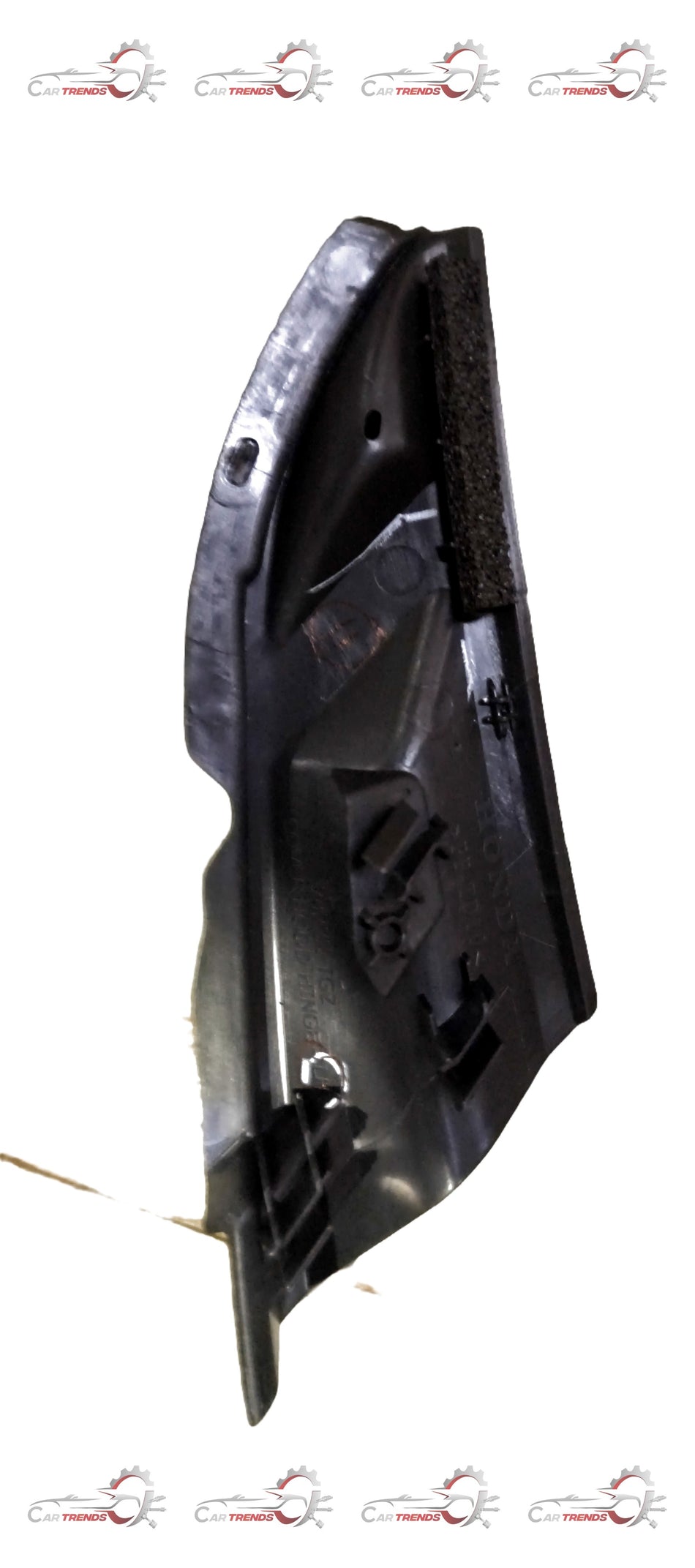 CarTrends Hood Hinge Cover Amaze Left spare part, showing the black plastic hinge cover for the left side of the vehicle hood.