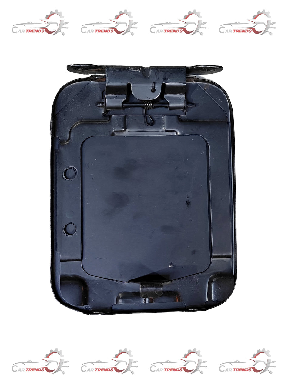 Hyundai fuel filler door assembly, automotive replacement part, shown in the image with the door open and fuel cap visible.
