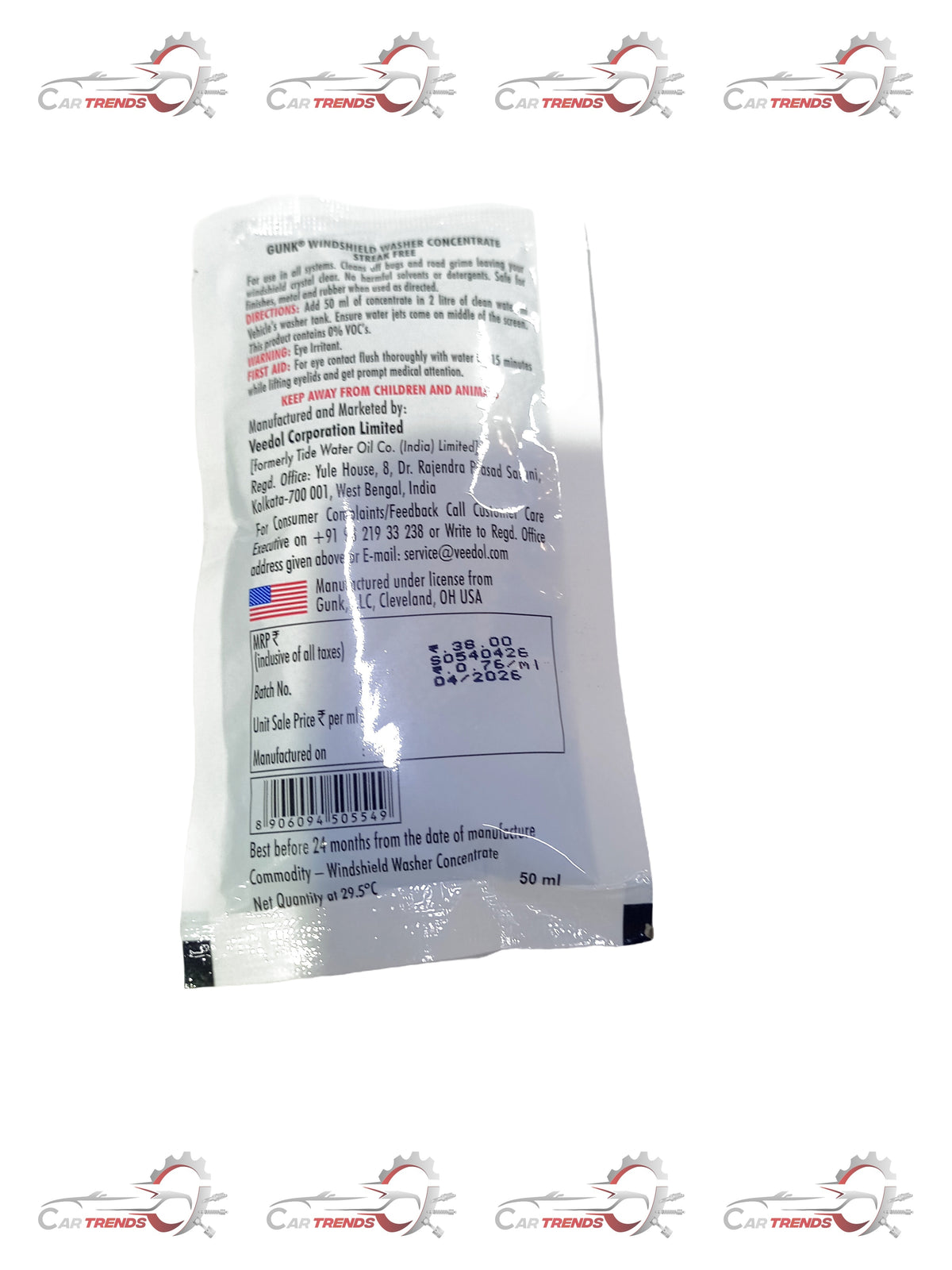veedol Windshield Washer Concretate S0540426 - Back view