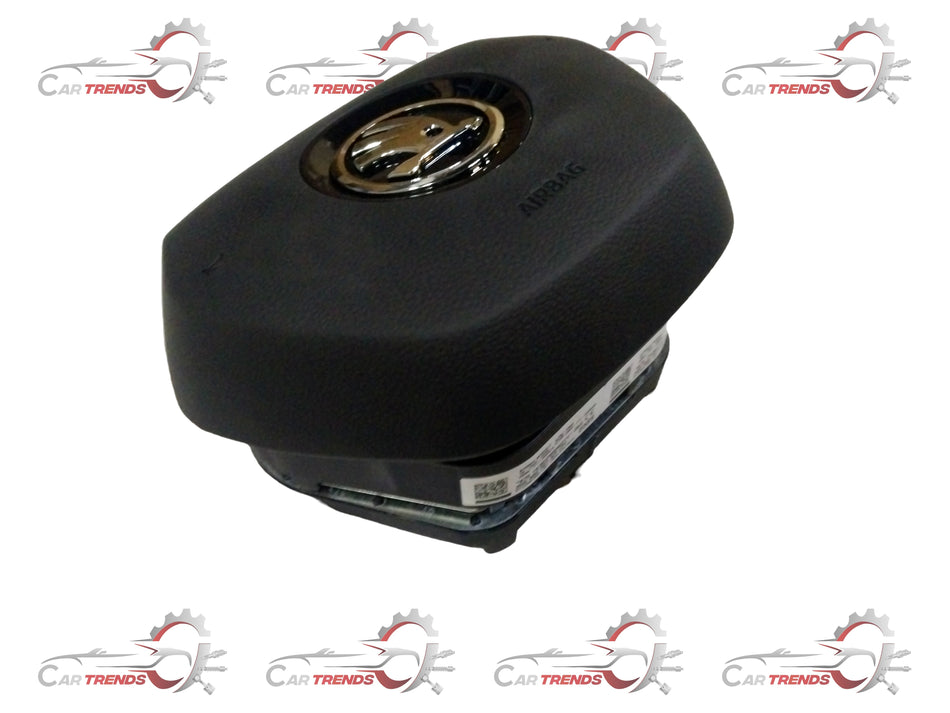 Volkswagen driver side steering wheel airbag unit in satin black and high chrome finish, model 3V0880201APIZY.