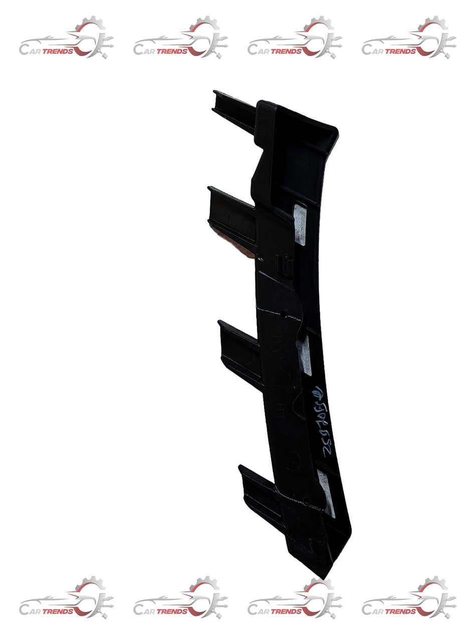 Hyundai Grand i10 front bumper bracket LH side, black metal car part with mounting points, for Hyundai i10 repair.
