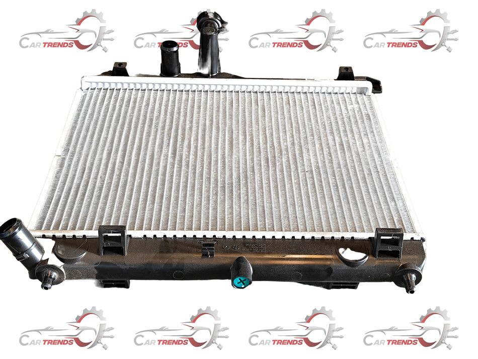 Hyundai Santro 2020 radiator showing metal core and side tanks, designed for efficient cooling of the engine.