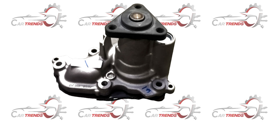 Ford water pump engine Aspire 1st gen GN1Z8501B from CarTrends, showing the pump with mounting flange and attached hoses.