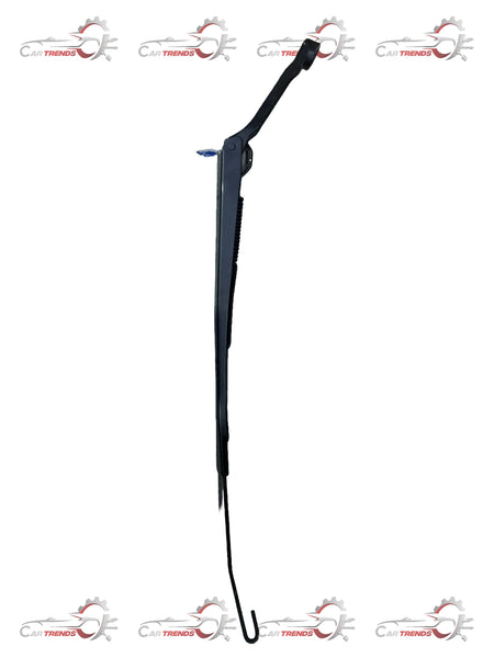 Hyundai Accent right side wiper arm, model 983201A000, showing the black metal wiper arm attached to the vehicle's windshield.