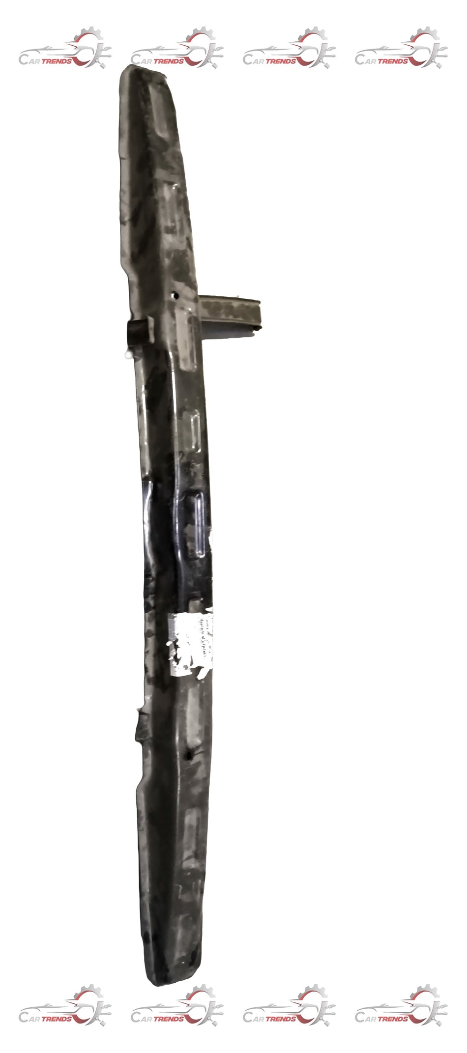 Hyundai rear bumper rail assembly, spare car part, shown in a close-up view with mounting brackets and metal finish.