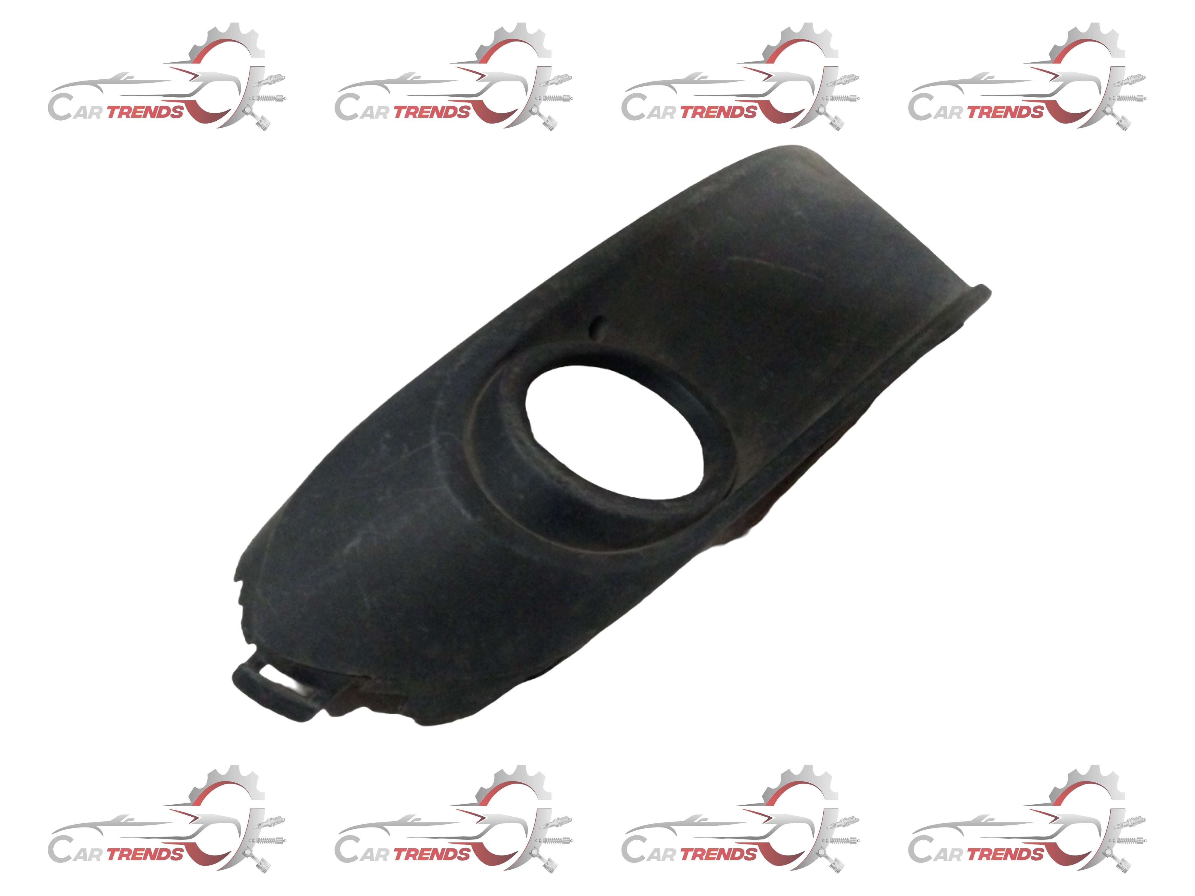 Volkswagen Vento fog lamp cover by CarTrends, left side, black plastic exterior with textured finish, designed for model 6RU853665A.