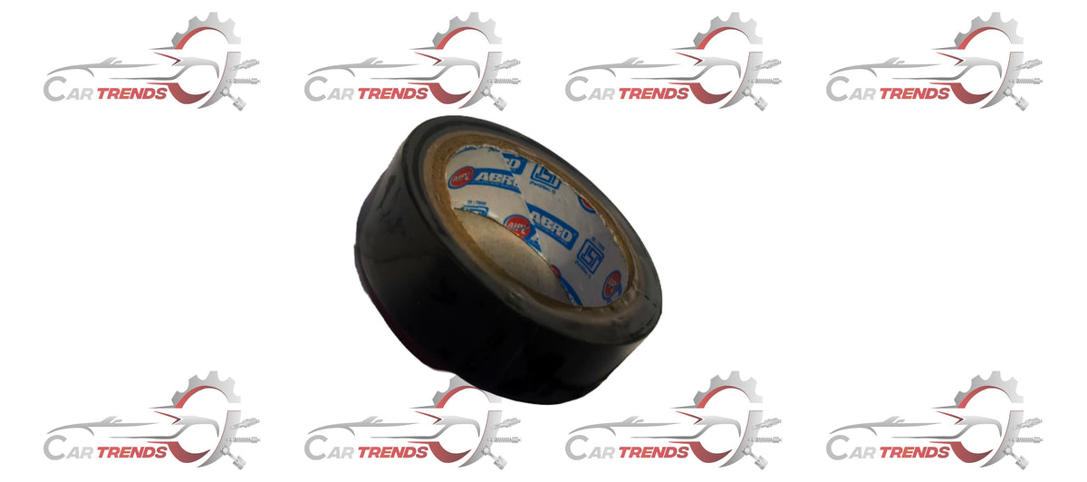 Black Abro aftermarket tape roll with black adhesive tape shown in a close-up image.