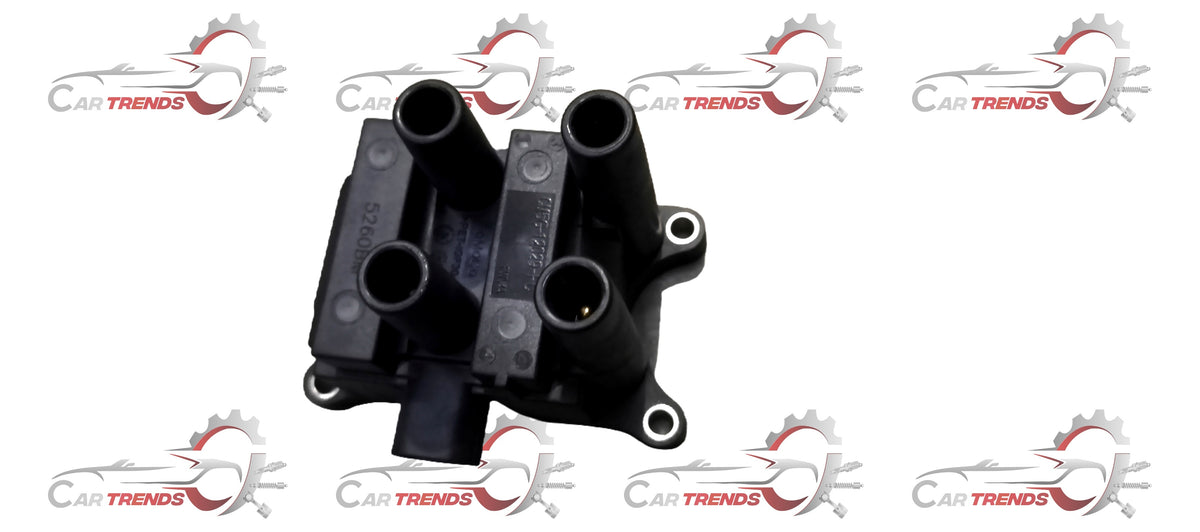 Ford ignition coil CM5G12029FC installed in engine bay, showing the coil's wiring and connection points.