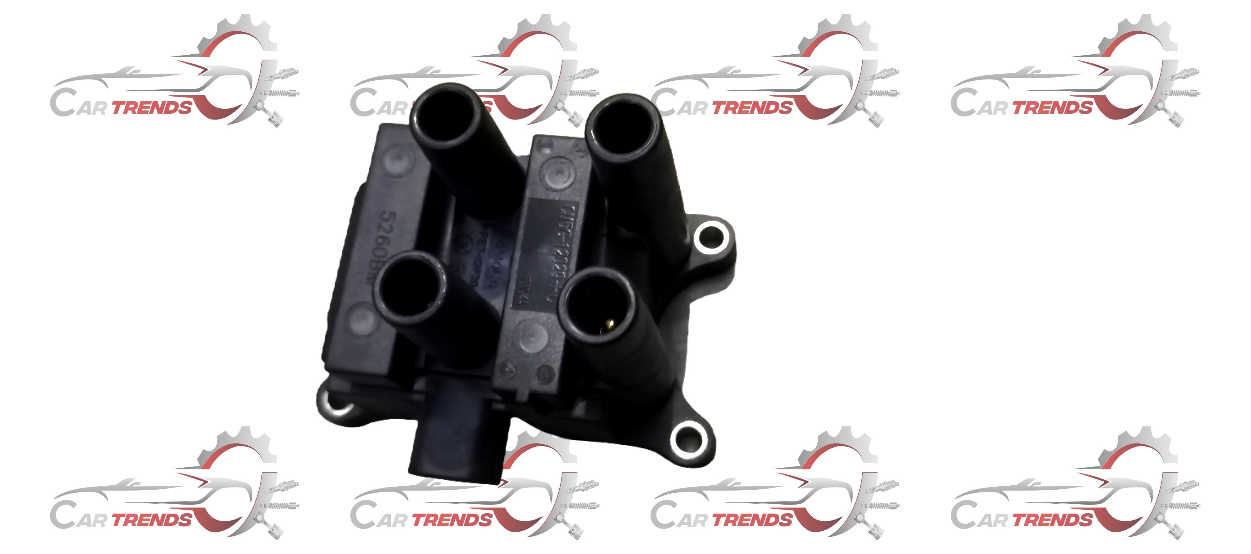 Ford ignition coil CM5G12029FC installed in engine bay, showing the coil's wiring and connection points.
